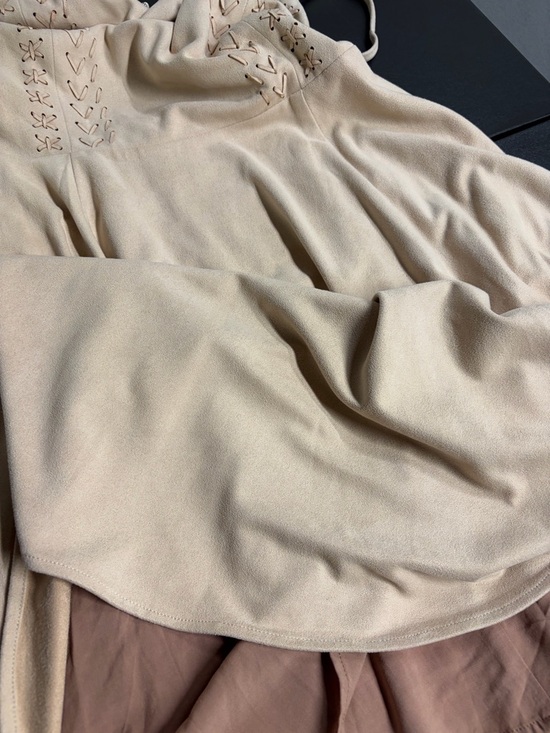 Miss Me Blush Beige Mini Dress Spaghetti Strap Lace-Up Boho Feminine Spring Summ - Picture 11 of 11